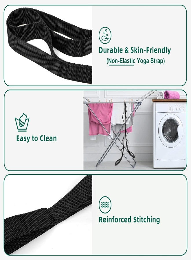 Abiarst Stretching Strap Yoga Straps for Physical Therapy, 10 Loops Non-Elastic Stretch Band for Pilates, Flexibility, Exercise and Gymnastics (Black) - Image 2